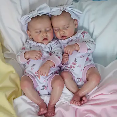 17" Bansy and Tuner Twins Girls Touch Real Reborn Newborn Baby Doll