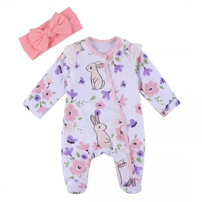17" Pink and White Bunny Romper for Reborn Babies