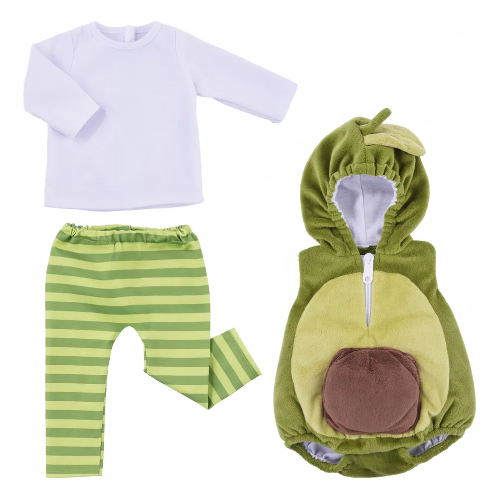 17" Plush Avocado Romper Set 3pieces
