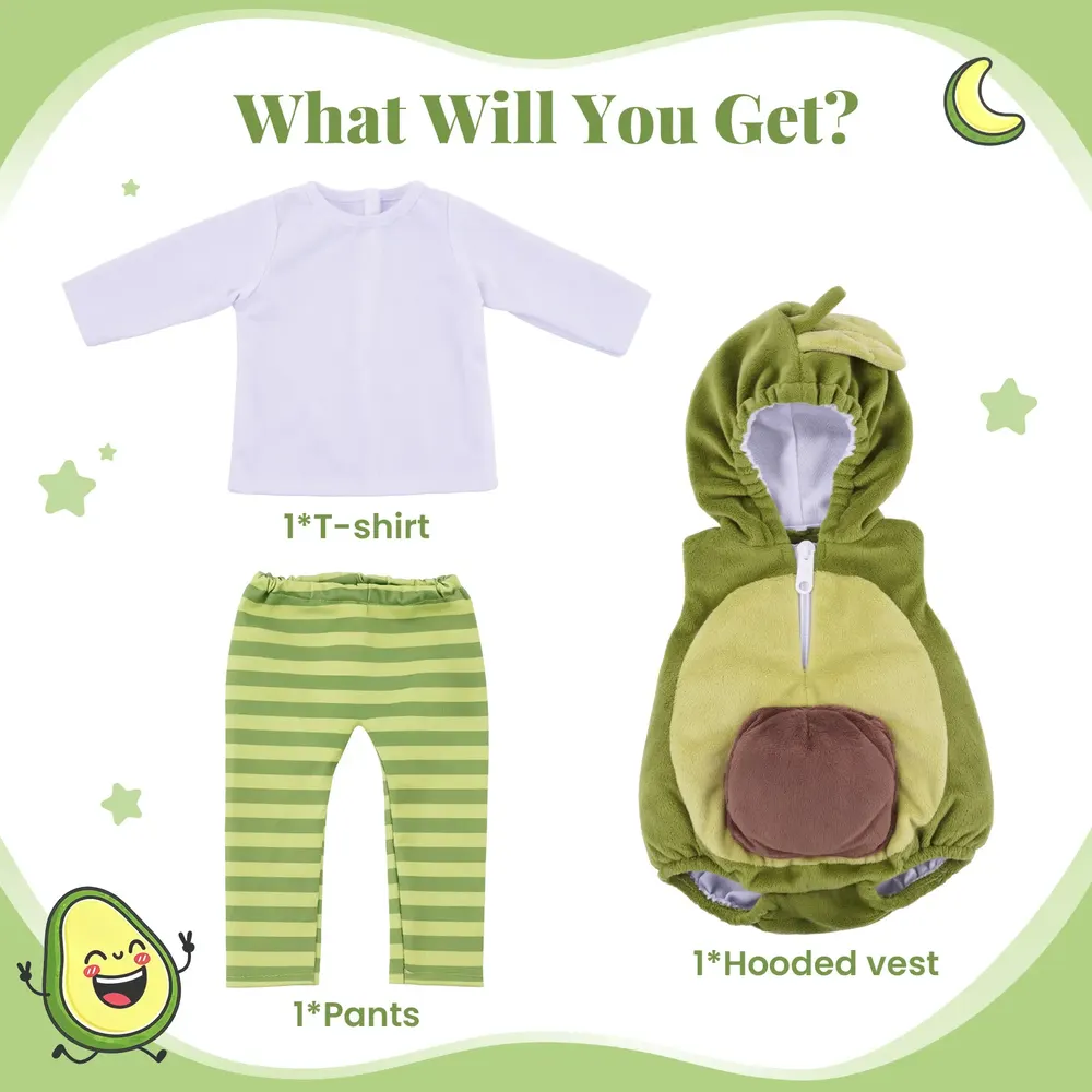17" Plush Avocado Romper Set 3pieces, photograph 2