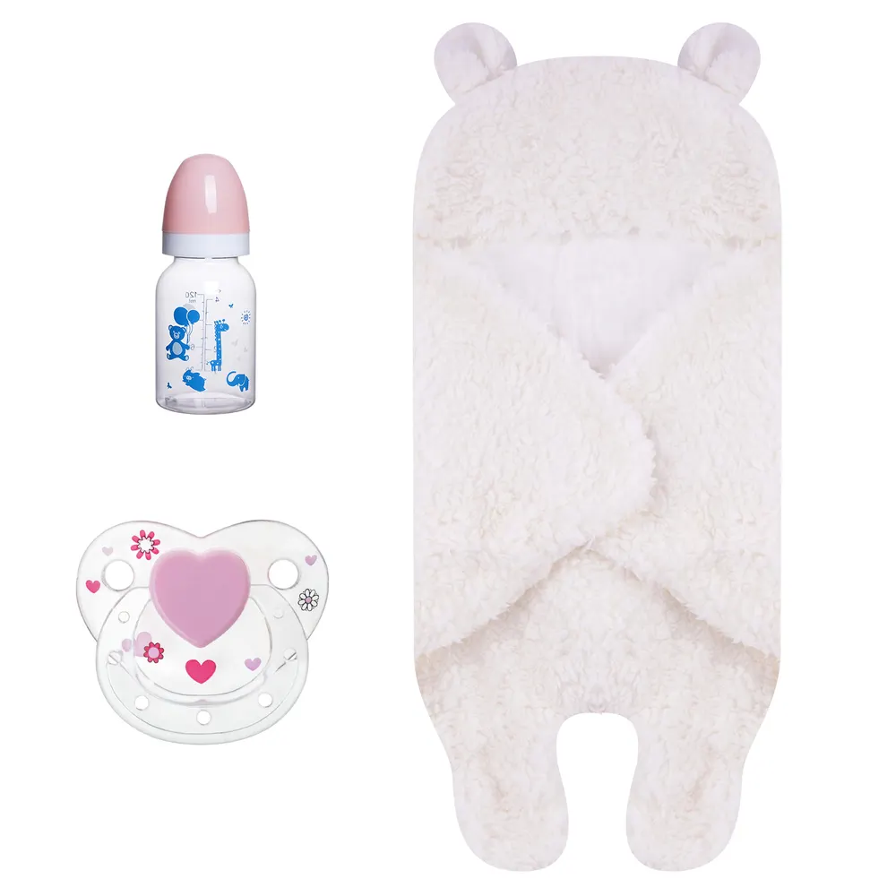 17"-22" Bear Ear Pure White Plush Wrapping Cloth 3 Pieces Set, photograph 2