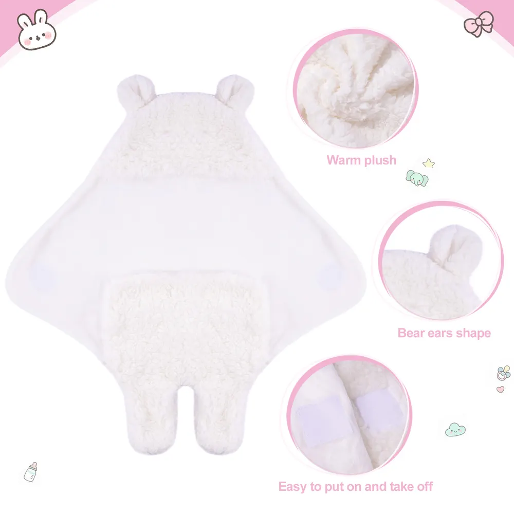 17"-22" Bear Ear Pure White Plush Wrapping Cloth 3 Pieces Set, photograph 4