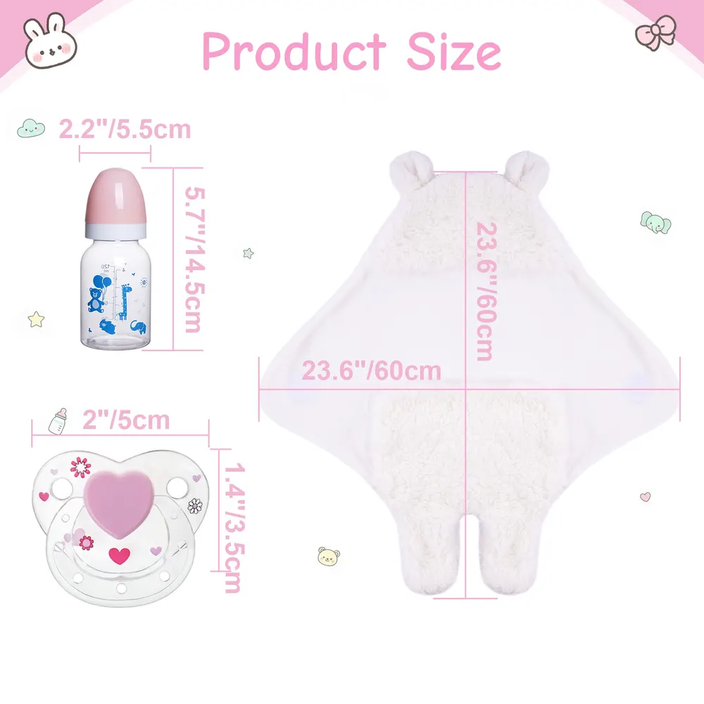17"-22" Bear Ear Pure White Plush Wrapping Cloth 3 Pieces Set, photograph 6