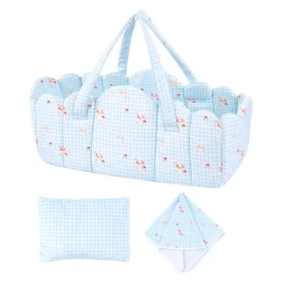 17"-22" Checkered Puppy Bassinet Three-Piece Set (Basket + Pillow + Blanket 50*50)