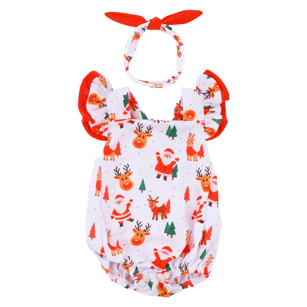 17"-22" Christmas Flutter Sleeve Rompers for Reborn Dolls, photograph 2