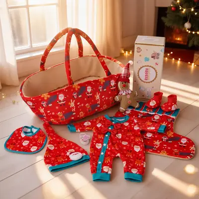 17" & 22" Christmas Gold Basket 8 Pieces Set