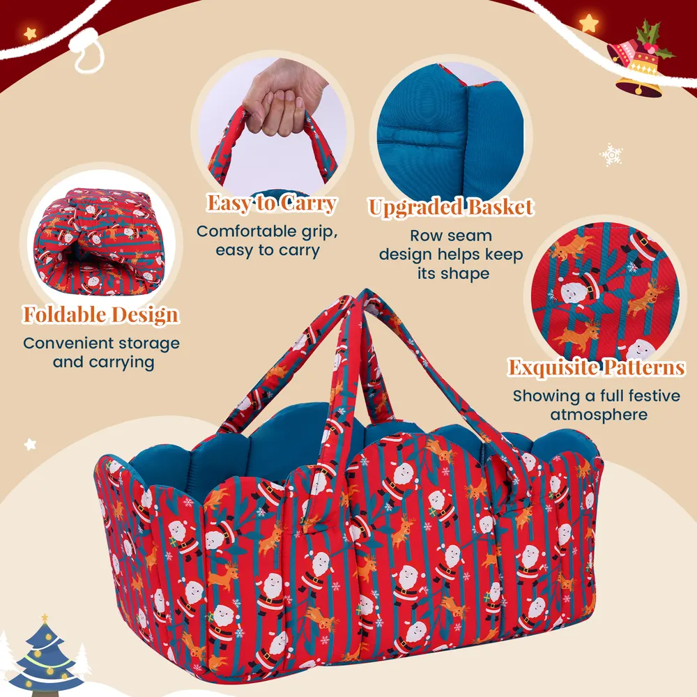17"-22" Christmas New Edition Lake Green Santa Claus Basket 8-Piece Set, photograph 4
