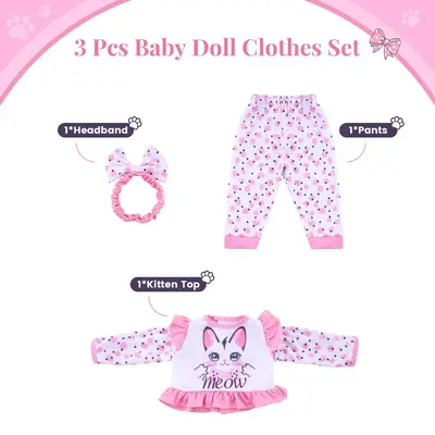 17"-22" Pink Kitten Set 3 Pieces for Reborn Babies