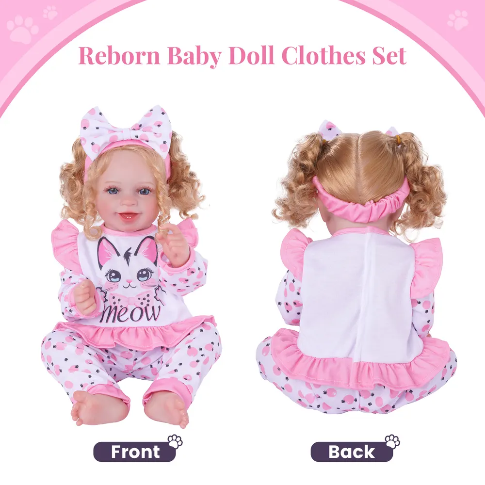 17"-22" Pink Kitten Set 3 Pieces for Reborn Babies, photograph 4