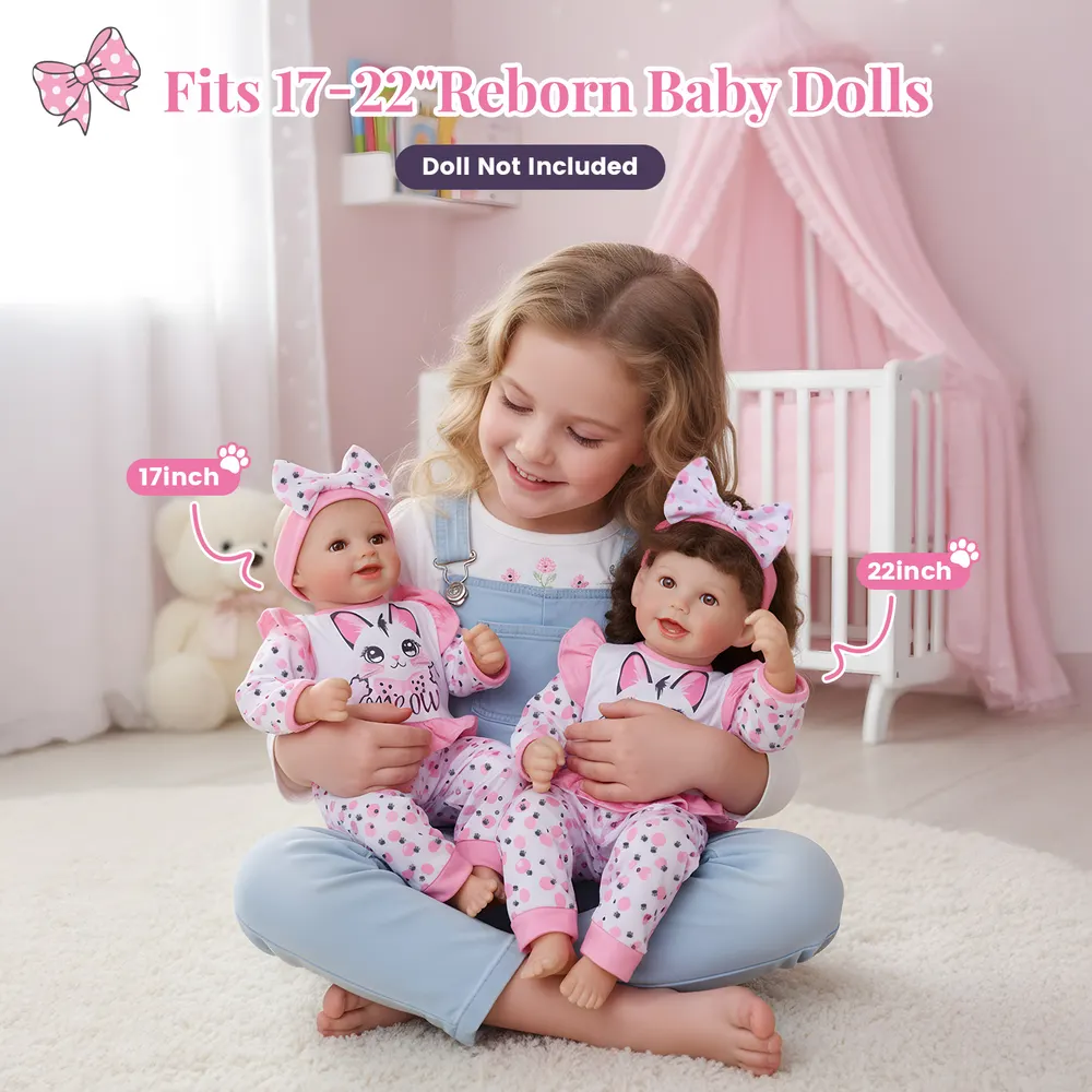 17"-22" Pink Kitten Set 3 Pieces for Reborn Babies, photograph 6
