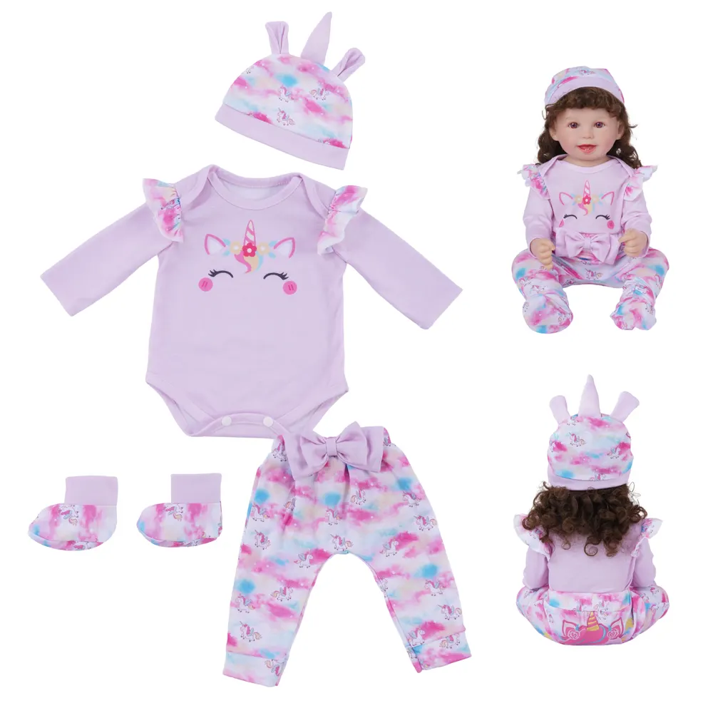 17"-22" Pink Unicorn Embroidered Robe Four-Piece Set, photograph 2