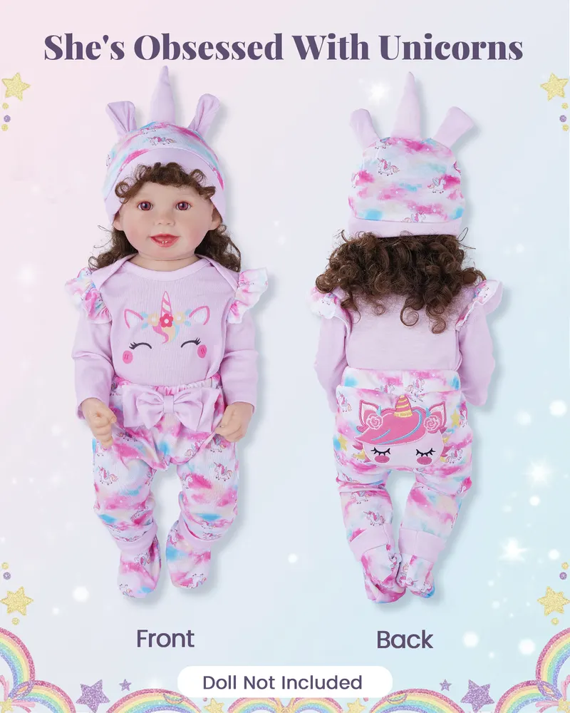17"-22" Pink Unicorn Embroidered Robe Four-Piece Set, photograph 4