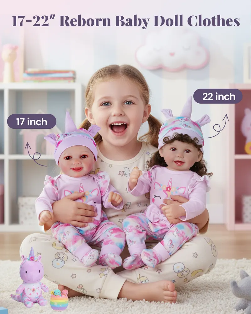 17"-22" Pink Unicorn Embroidered Robe Four-Piece Set, photograph 6