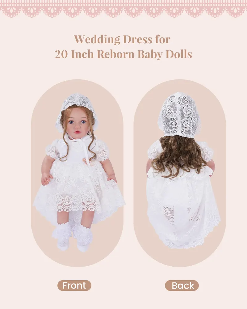 17"-22" White Tulle Dress/Baptism Set 6 Pieces, photograph 4