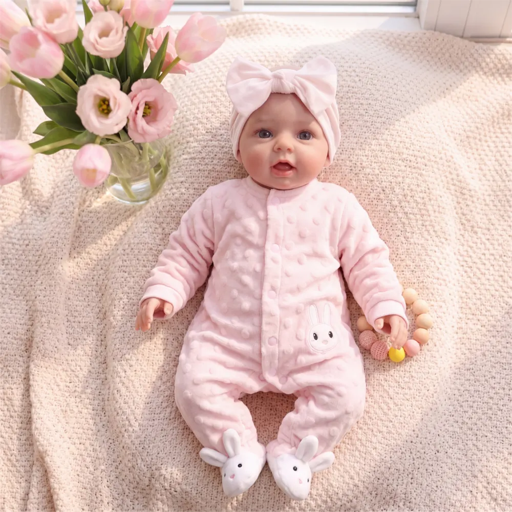 17" Lifelike Reborn Baby Girl Doll, Soft Vinyl Body – Oren, photograph 3