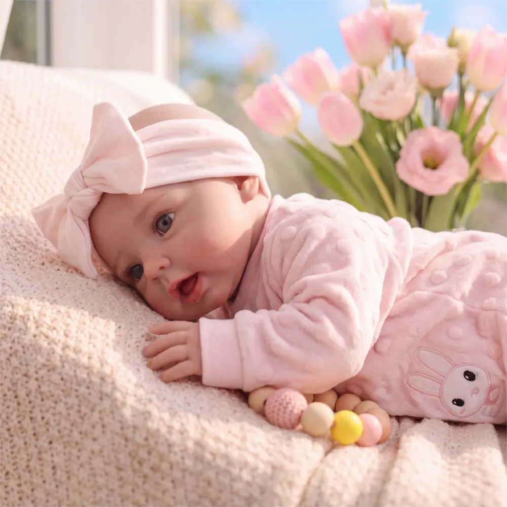 17" Lifelike Reborn Baby Girl Doll, Soft Vinyl Body – Oren, photograph 6