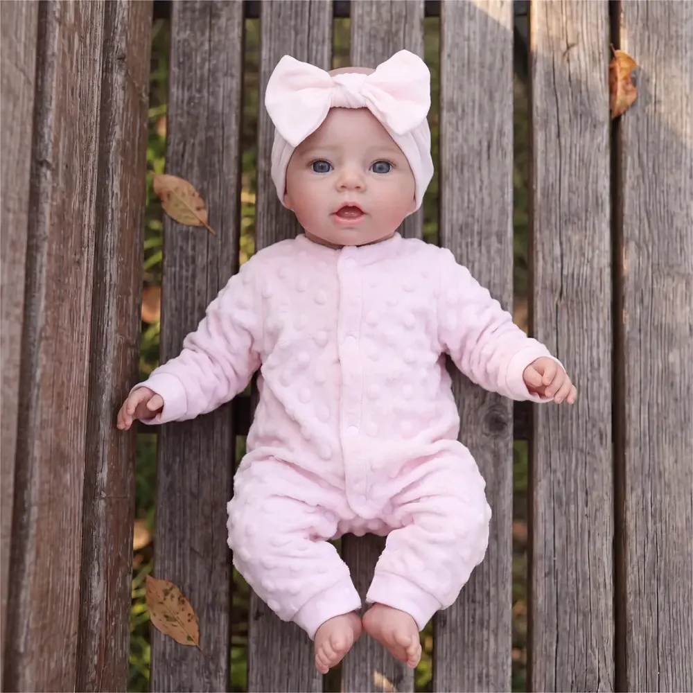 17" Lifelike Reborn Baby Girl Doll, Soft Vinyl Body, Realistic Features, Oren, photograph 4