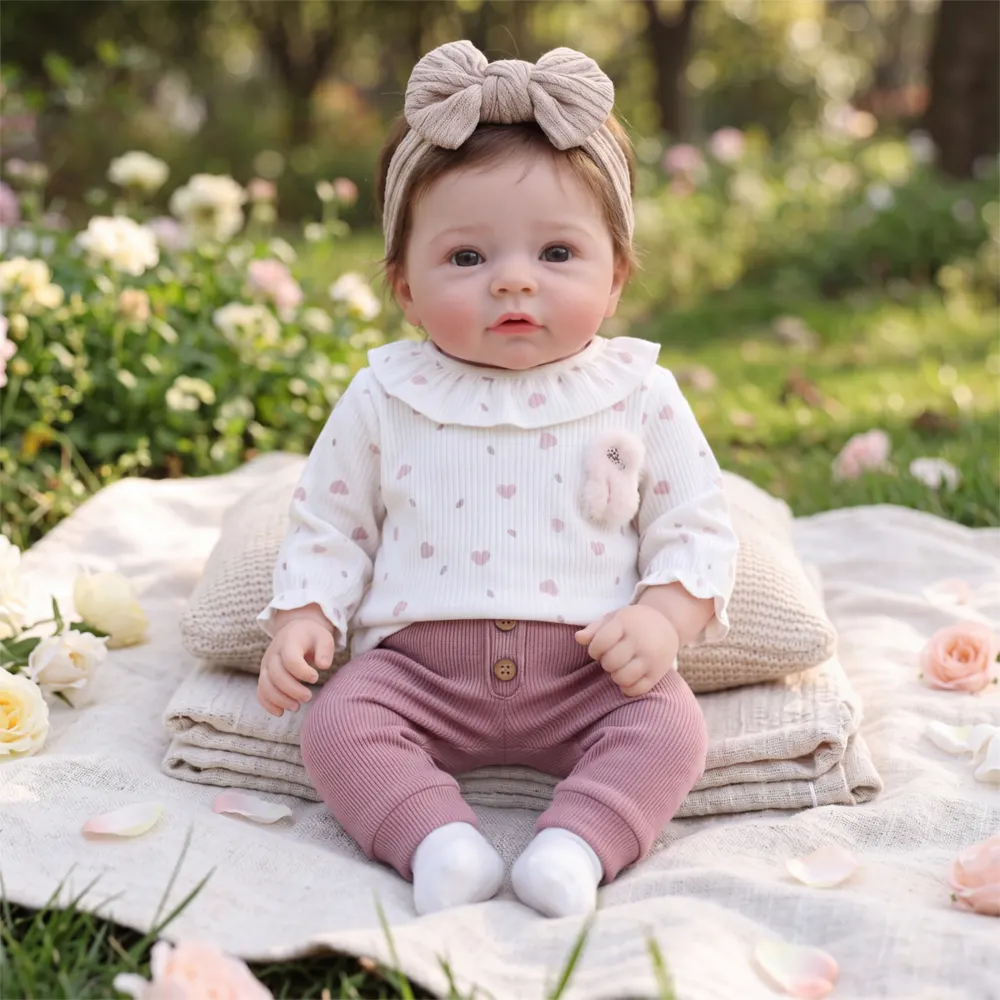 17" Lifelike Reborn Baby Girl, Soft Vinyl Body with Rooted Hair – Flora