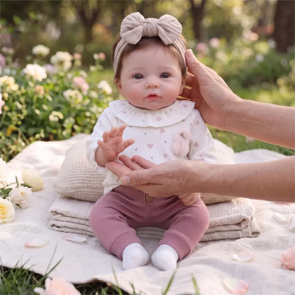 17" Lifelike Reborn Baby Girl, Soft Vinyl Body with Rooted Hair – Flora, photograph 6