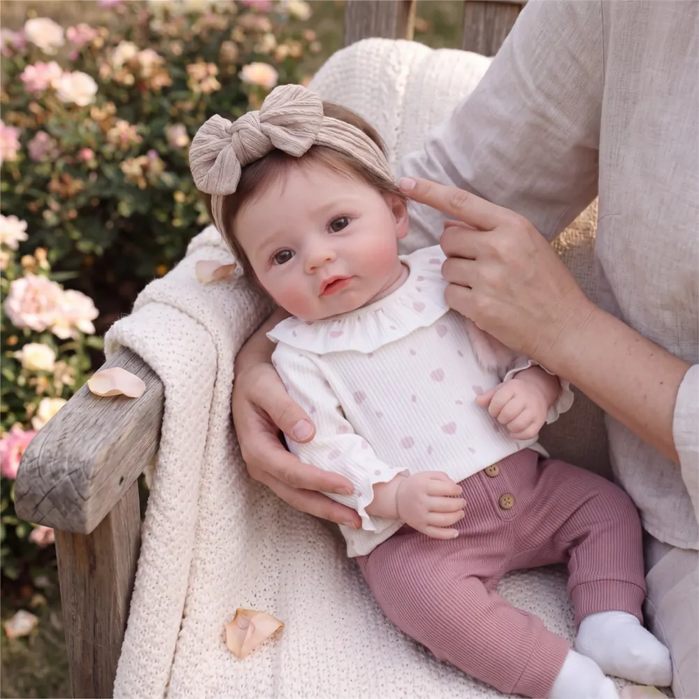 17" Lifelike Reborn Baby Girl, Soft Vinyl with Rooted Hair – Flora, photograph 5