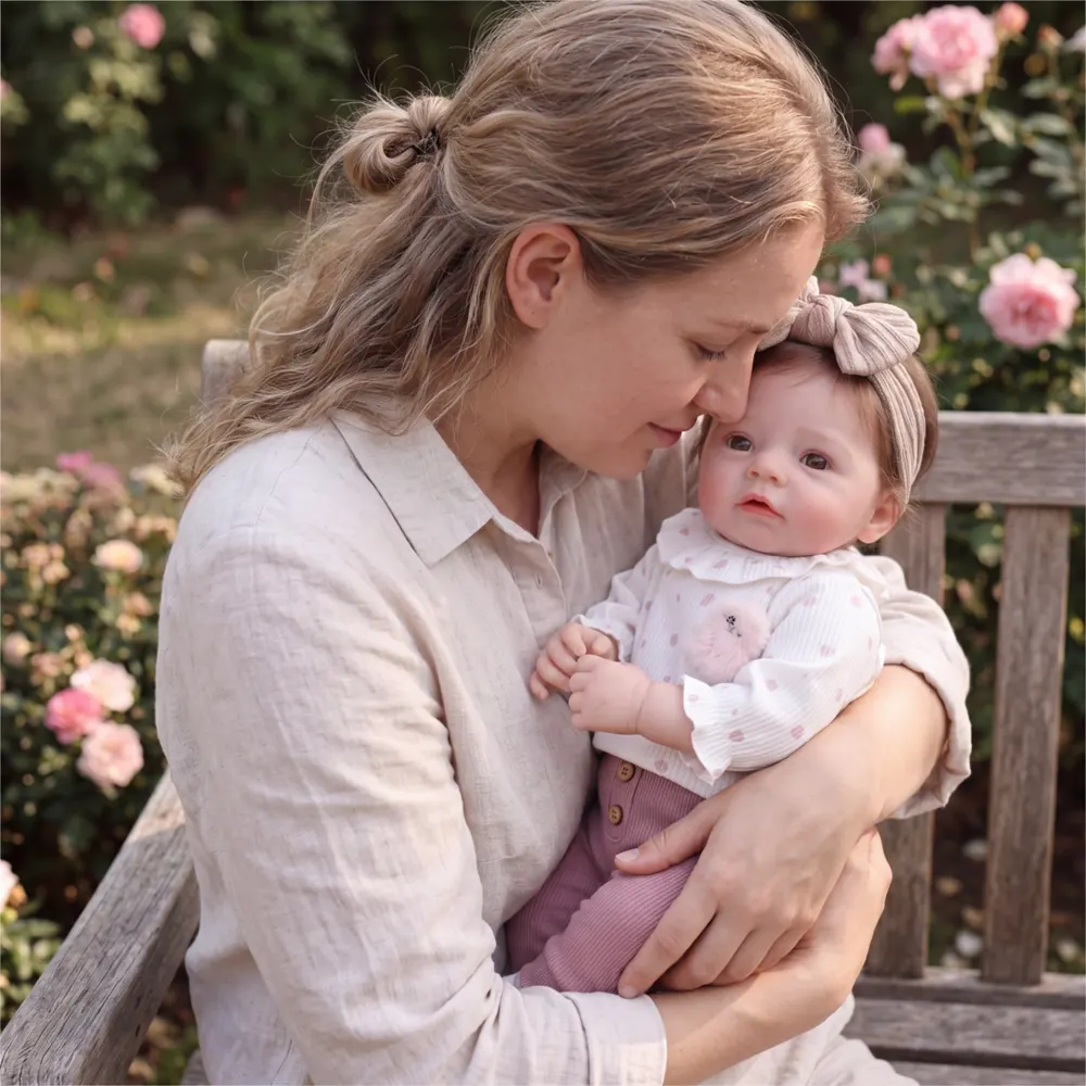 17" Lifelike Reborn Baby Girl, Soft Vinyl with Rooted Hair – Flora, photograph 6