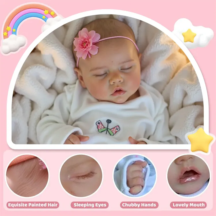 17" Real Lifelike Journey Silicone Sleeping Reborn Newborn Baby Doll Girl, photograph 2