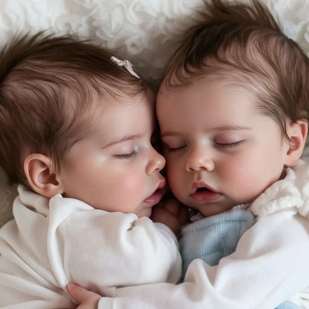 17" Real Lifelike Twins Boy and Girl Debbie and Deborah Sleeping Reborn Baby Doll, photograph 4