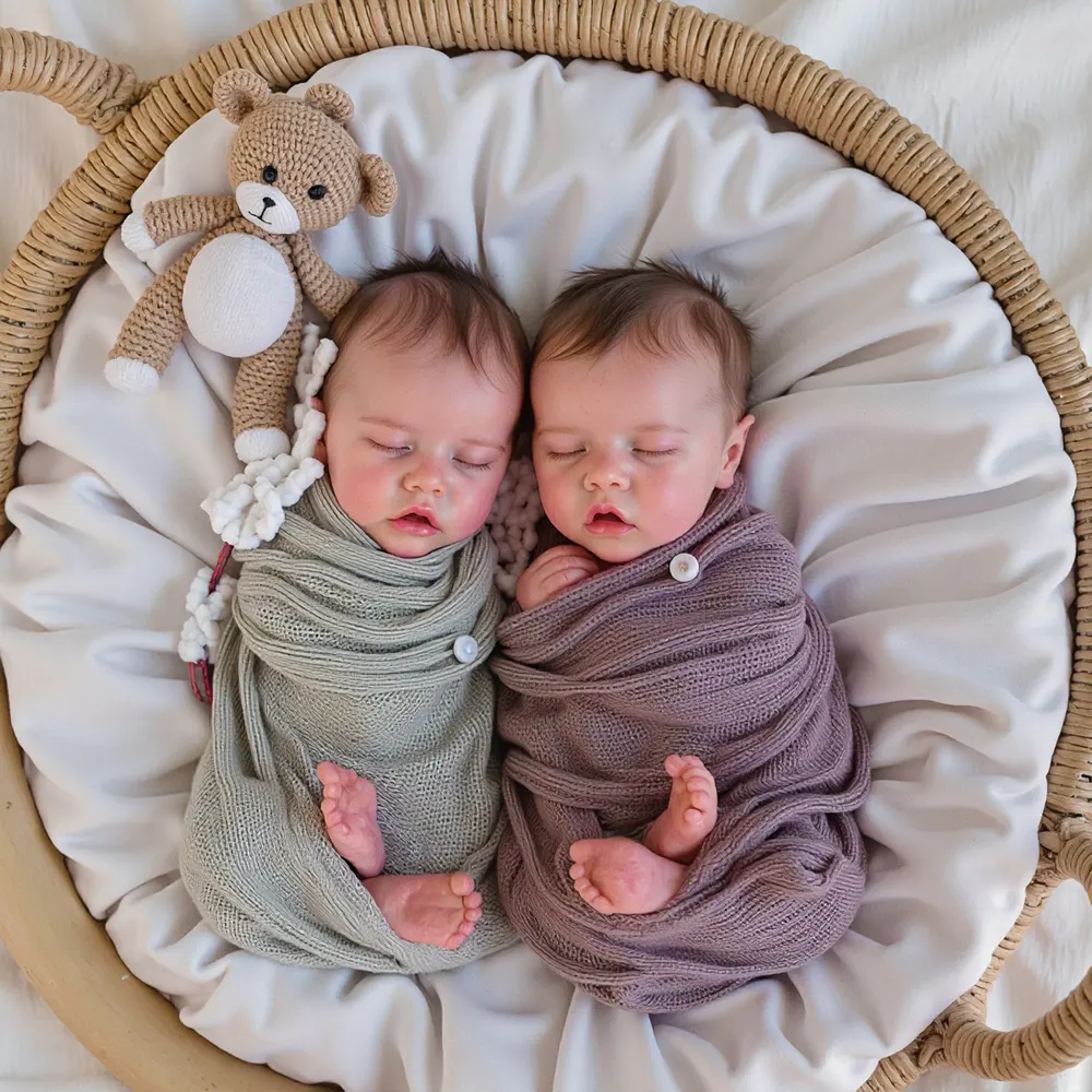 17" Real Lifelike Twins Sister Aidan and Nadia Reborn Baby Doll Girl