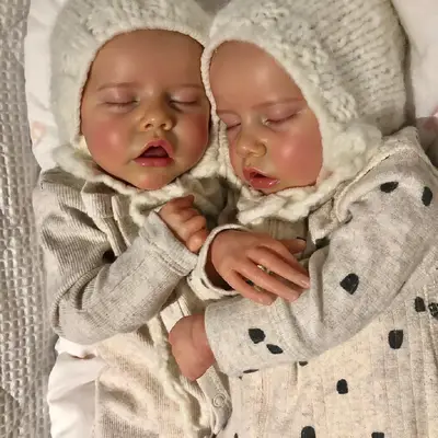 17" Realistic Baby Twins Dolls Newborn Girl, Soft Touch Body