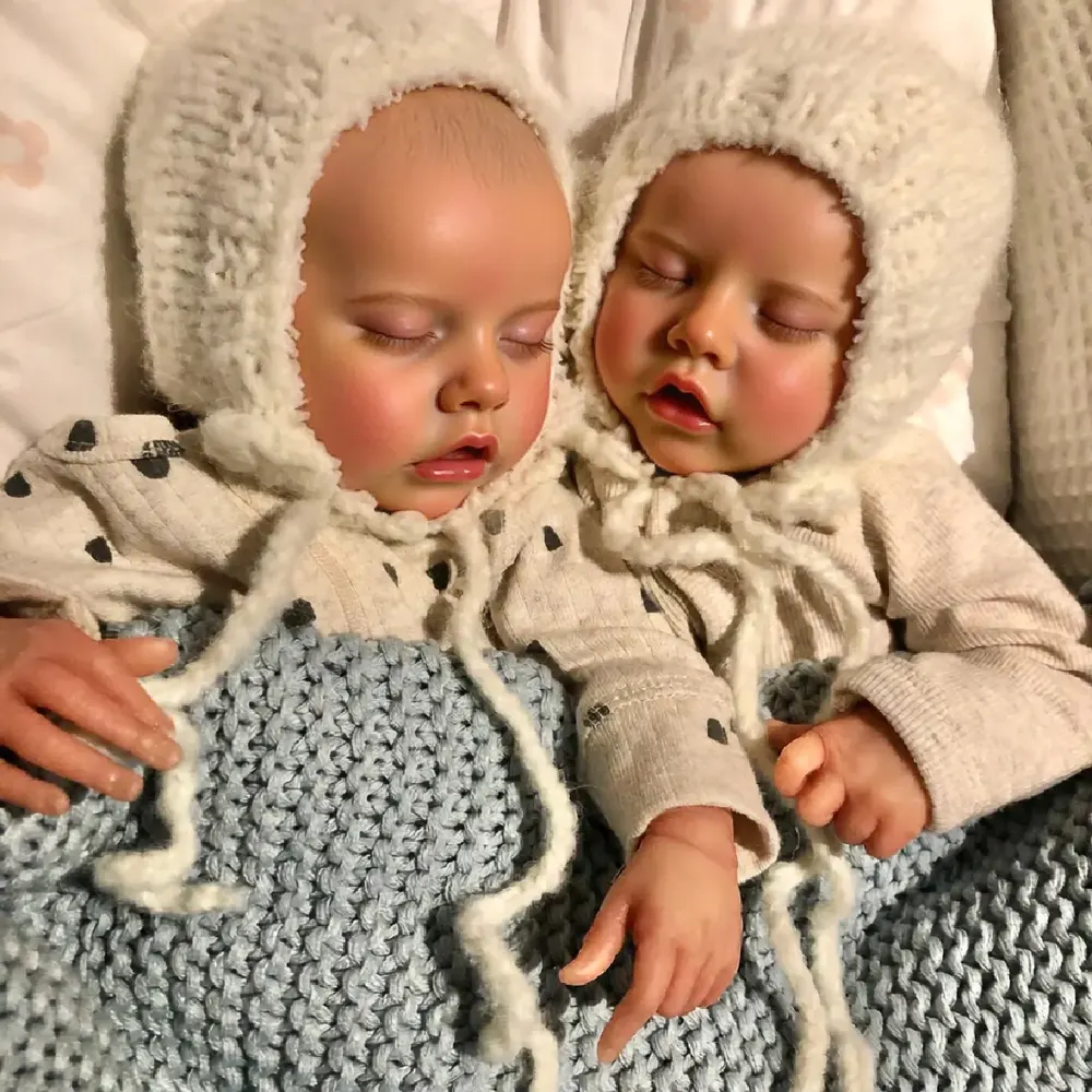 17" Realistic Baby Twins Dolls Newborn Girl, Soft Touch Body, photograph 2