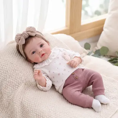 17" Realistic Reborn Baby Girl – Rooted Hair, Soft Vinyl Body– Flora