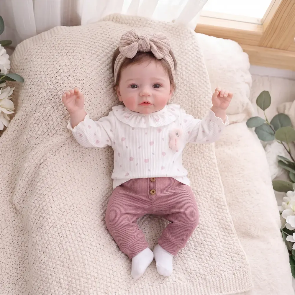 17" Realistic Reborn Baby Girl – Rooted Hair, Soft Vinyl Body– Flora, photograph 3