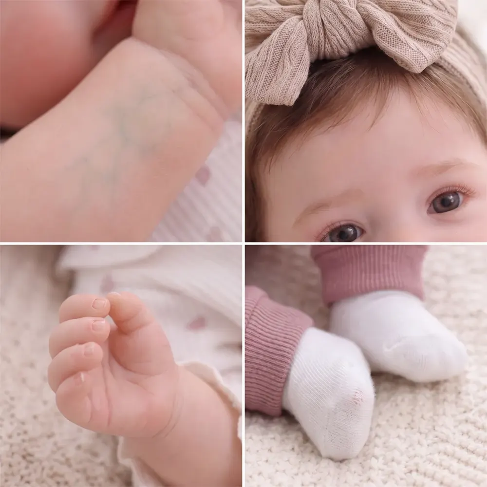 17" Realistic Reborn Baby Girl – Rooted Hair, Soft Vinyl Body– Flora, photograph 4