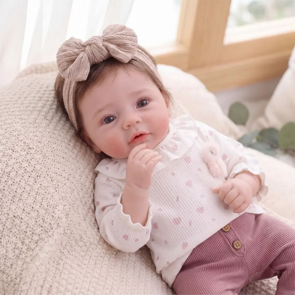 17" Realistic Reborn Baby Girl – Rooted Hair, Soft Vinyl Body– Flora, photograph 6