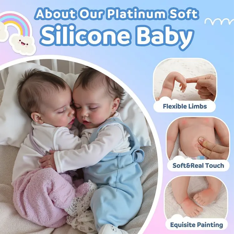 17" Reborn Baby Doll Twins Boy and Girl Debbie and Deborah Lifelike Sleeping Newborn, photograph 3