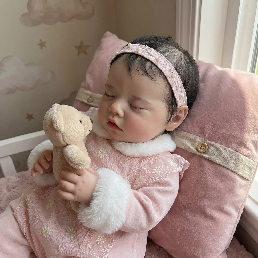 17" Reborn Baby Girl with Closed Eyes and Tiny Nose, Newborn Dolls as a Gift, photograph 6