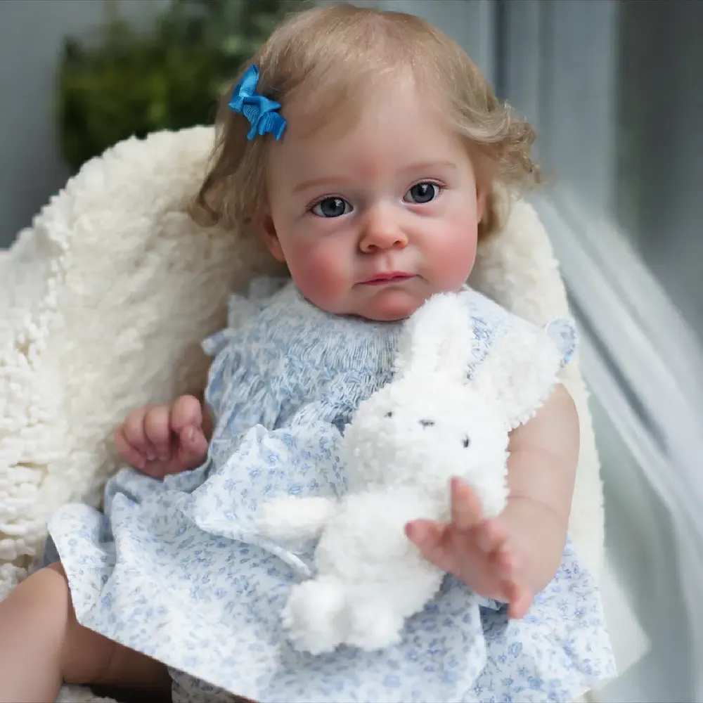 17" Soft Vinyl Reborn Toddler Girl With Grey Hair and Opened Eyes Designed, photograph 2