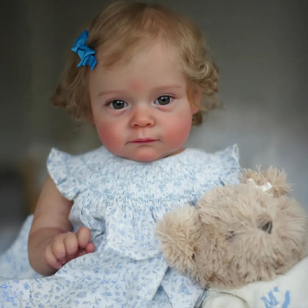 17" Soft Vinyl Reborn Toddler Girl With Grey Hair and Opened Eyes Designed, photograph 5