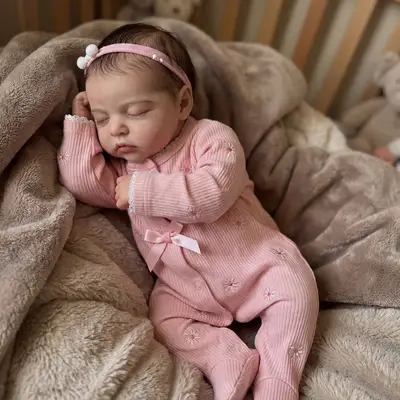 17" Super Lovely Named Yvaine Sleeping Newborn Reborn Baby Doll Girl with Brown Hair