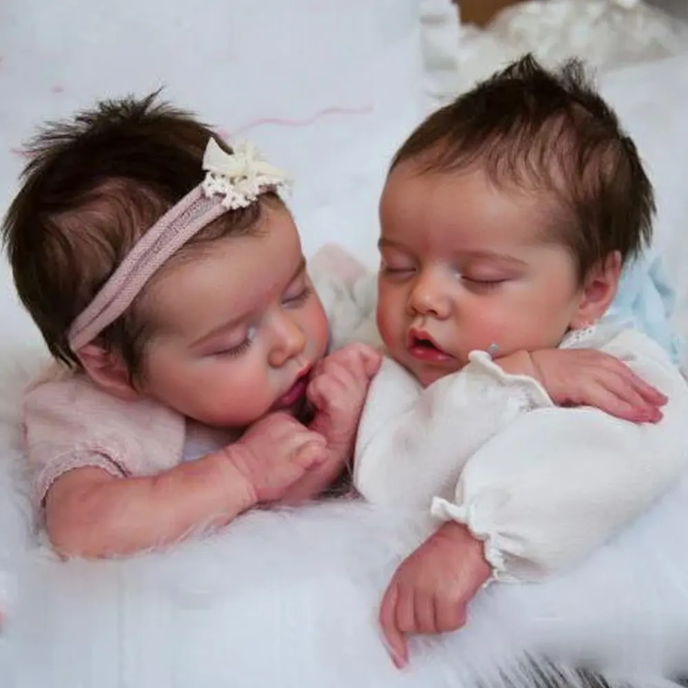 17" Sweet Sleeping Dreams Reborn Twins Boy and Girl Maren and Monica Truly Silicone