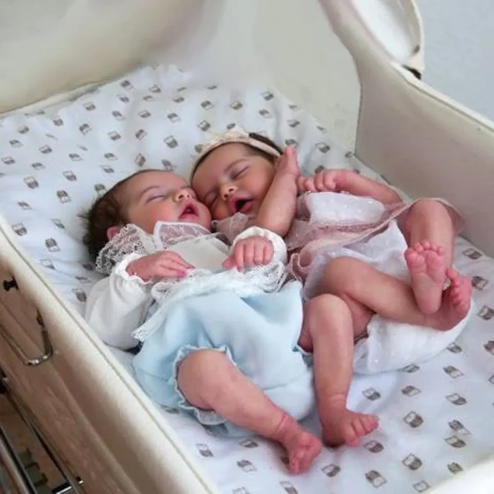 17" Sweet Sleeping Dreams Reborn Twins Boy and Girl Maren and Monica Truly Silicone, photograph 2