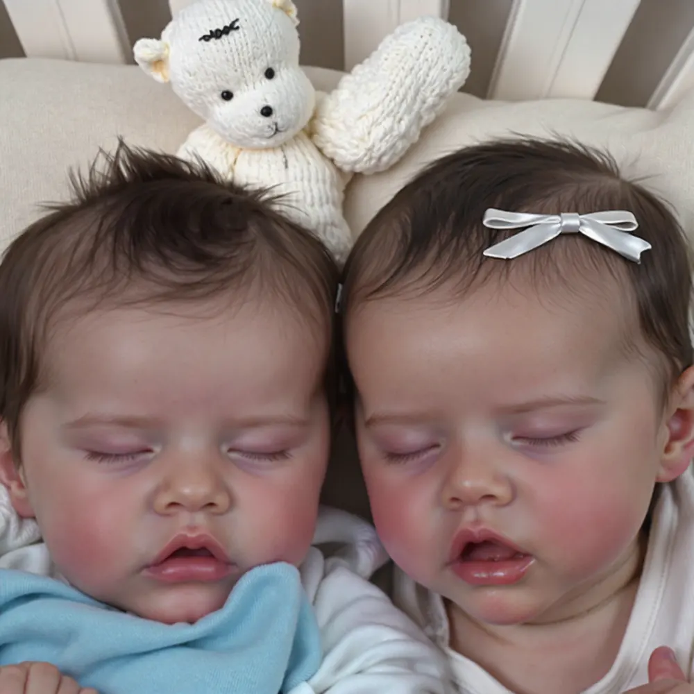 17" Twins Boy and Girl Reborn Silicone Baby Doll Debbie and Deborah Lifelike, photograph 3