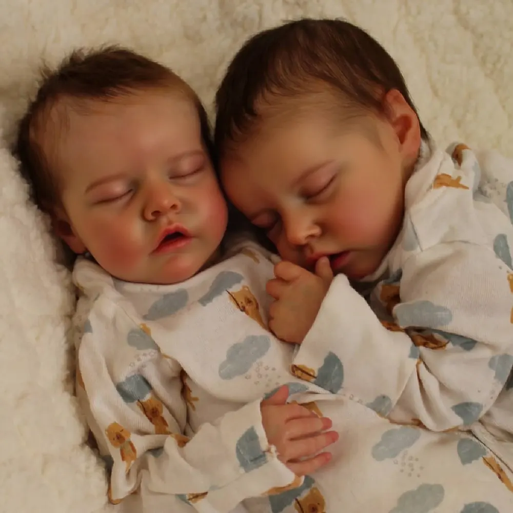 17" Twins Dolls Featuring Lifelike Heartbeat Coos and Gentle Pulses