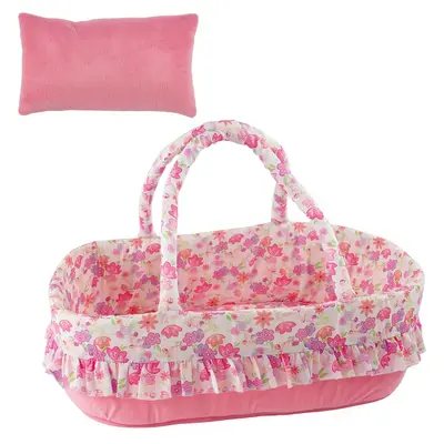 18"-22" Pink Floral Basket Reborn Baby Doll Accessories Set
