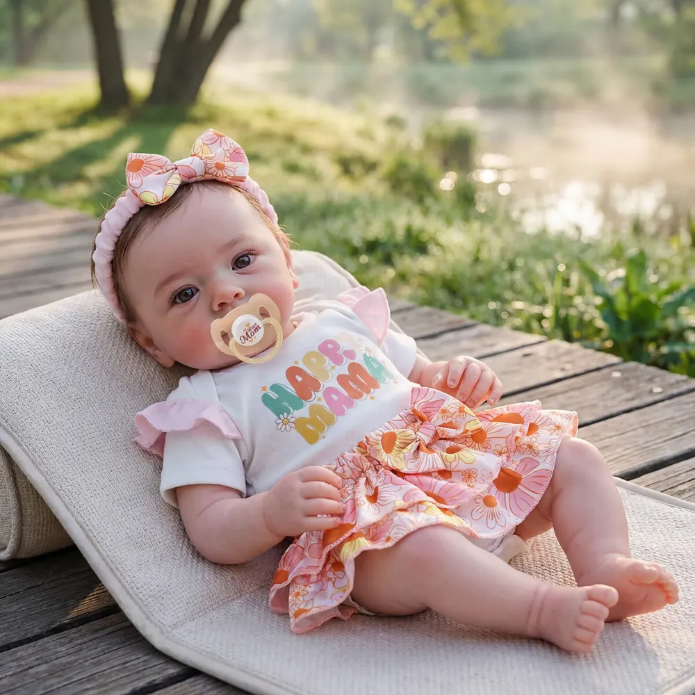 18" Newborn Reborn Baby Girl in Newborn Age with Opened Blue Eyes and Soft Body, photograph 2