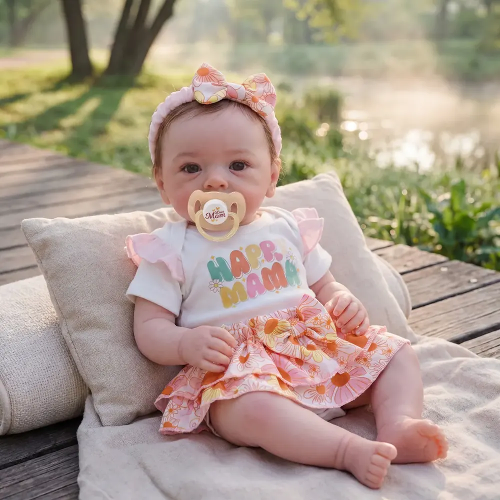 18" Newborn Reborn Baby Girl in Newborn Age with Opened Blue Eyes and Soft Body, photograph 4