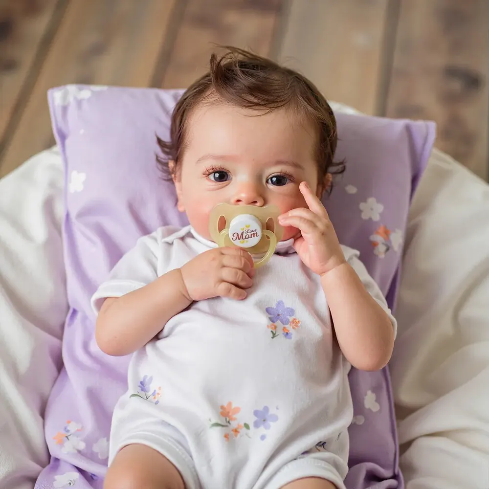 18" Real Lifelike Cute Awake Reborn Newborn Doll Named Elric with Brown Hair, photograph 2