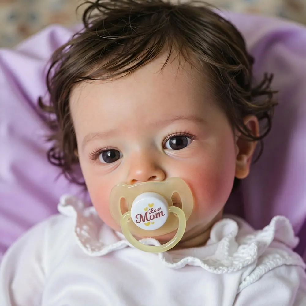18" Real Lifelike Cute Awake Reborn Newborn Doll Named Elric with Brown Hair, photograph 3
