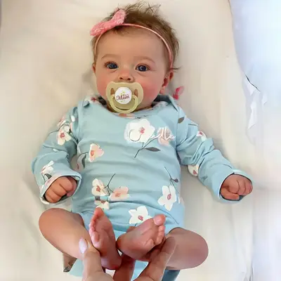 18" Real Lifelike Cute Eyes Opened Reborn Newborn Doll Girl Named Sum With Blue Eyes