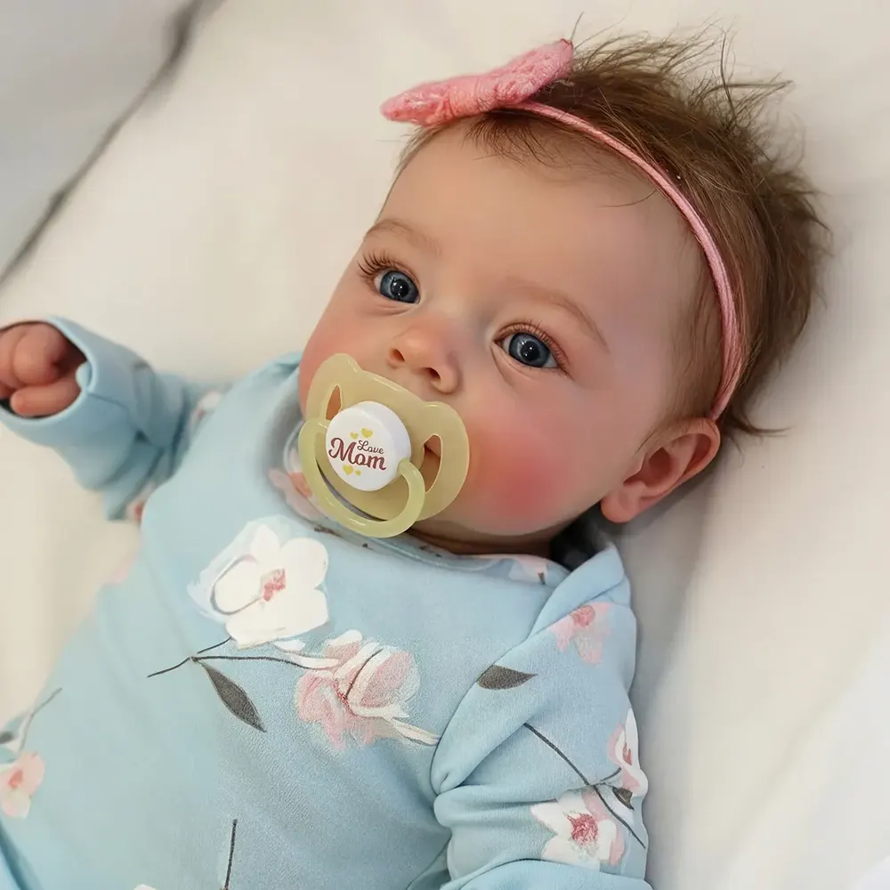 18" Real Lifelike Cute Eyes Opened Reborn Newborn Doll Girl Named Sum With Blue Eyes, photograph 2
